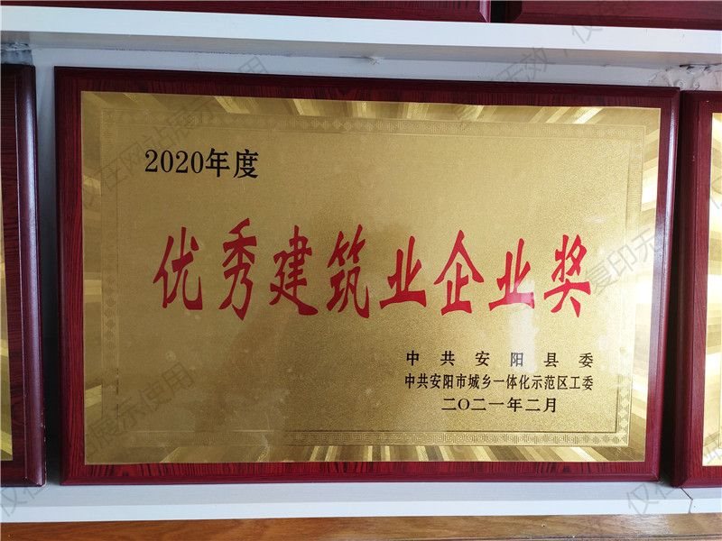 2020年优 秀建筑业企业奖